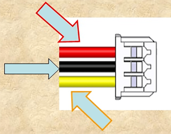 3-pin cooling fan connector diagram shows what are the three wires connected to